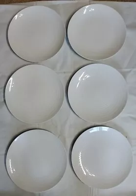 Mikasa CHEERS WHITE 6 Dinner Plates Stripes (2) Dots (2) Spirals (2) Porcelain  • $89