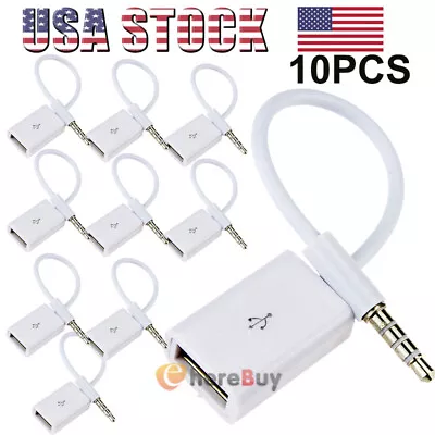 10X 3.5mm Male AUX Audio Plug To USB 2.0 A Female Jack OTG Converter USB Adapter • $19.99