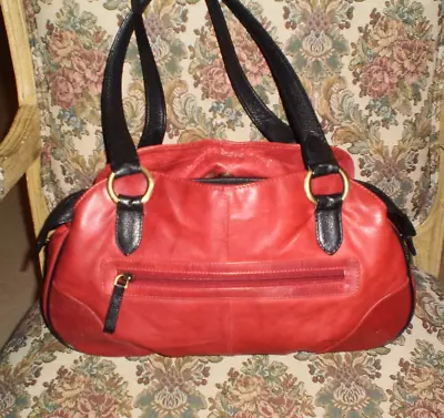 SOPHIA VISCONTI  RED & BLACK Leather Vintage Hand Bag SHOULDER • $29.99