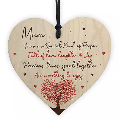 Special Mum Gifts From Son Daughter Birthday Christmas Wood Heart Mum Poem • £3.79