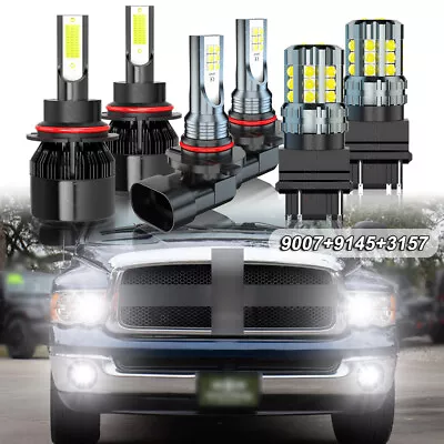 For 2002-2005 Dodge Ram 1500 2500 3500 LED Headlight+Fog Bulbs Switchback Light • $30.99