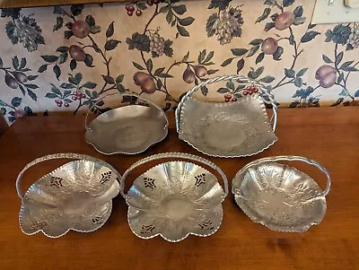 5- Vintage  Hammered Aluminum Baskets With Handles • $45