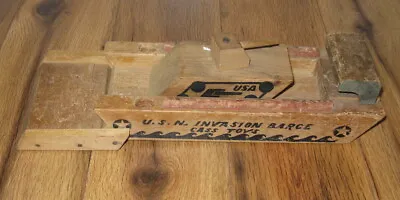 Antique VTG CASS Toys Wood USN US Invasion Barge Ship Boat Tank Rare Navy Toy  • $89.99