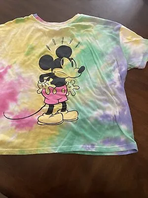 Mickey Mouse THE ORIGINAL Tie Dye Crop Top Shirt JUNIOR XL 15-17 • $9.99