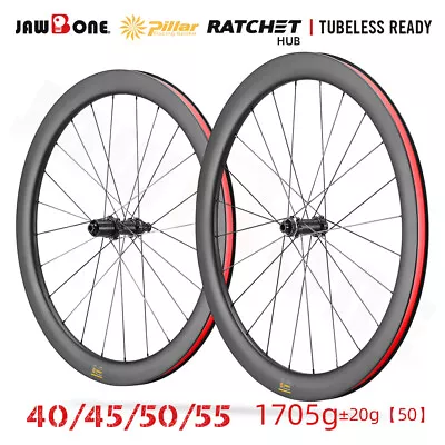 700C Road Bike Carbon Wheelset Disc 36T Ratchet Clincher Tubeless Bicycle Wheels • $608.29