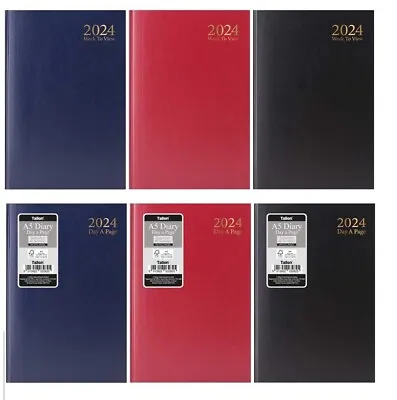 2024 A4/A5 Diary Day To Page Or Week To View Hardback Casebound Desk Diary • £2.99