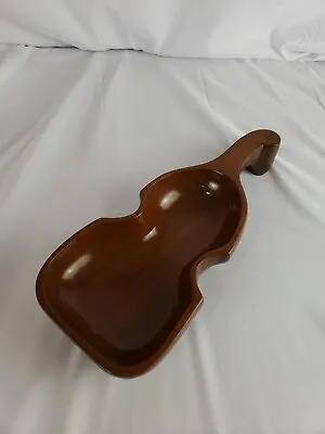 International Artwood Handcarved Mahogany Violin Shaped Serving Bowl Haiti Vtg • $20