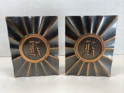 Vintage Monogram MCM Hyde Park LE Mason Copper Bronze Metal LETTER K - Bookends • $17.95