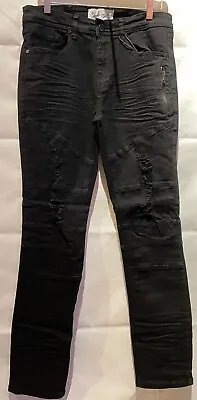 Men's Bleeker Bleeker Distressed Jeans With Rips - Black Black Jeans P1152 • $29.99