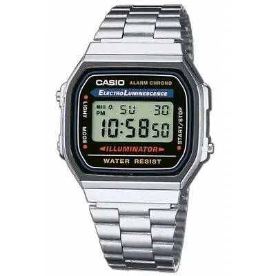 £17.50 • Buy CASIO Retro Classic Unisex Digital Steel Bracelet Watch- A168WA-1YES Silver NEW