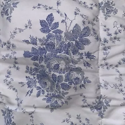 LAURA ASHLEY Sophia Rose Blue Gray Quilted Pillow Sham Standard • $25