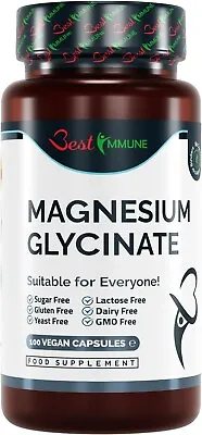 Natural Magnesium Taurate 500mg Premium Grade Ideal Strength 100 Vegan Capsules • £11