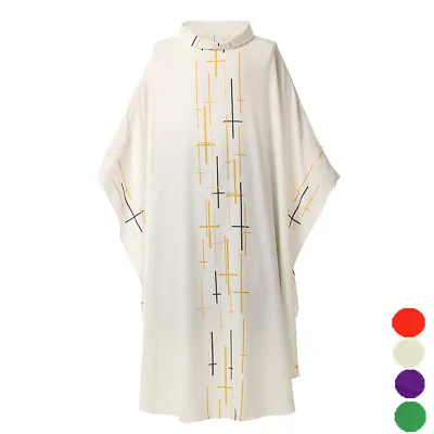 Medieval Ethnic Robe Cross Pattern Religion Robes Gilded Monk Clothing Halloween • $34.99