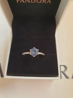 $62 • Buy Pandora Blue Sparkling Crown Ring 198289NSWB Size 56