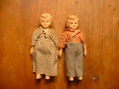 Pair Of Vintage Japanese Miniature 4 1/4  Hard Plastic Dolls  • $19.99