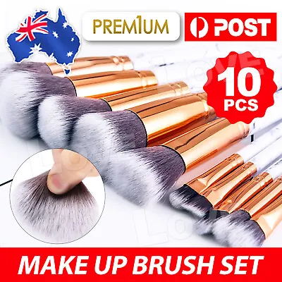 $7.45 • Buy 10pcs Professional Makeup Brush Set Foundation Blusher Cosmetic Make-up Brushes