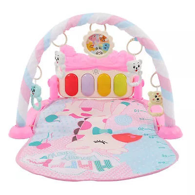 Baby Gym Play Mat Pink Kick And Play Piano Gym Mat With Rattles Toy Tummy Time • £21.74