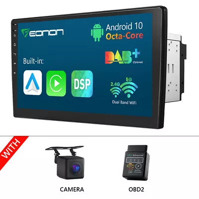 CAM+OBD+Eonon Double Din 10.1 Inch Multimedia Car Play Stereo Radio Android Auto • $237.57