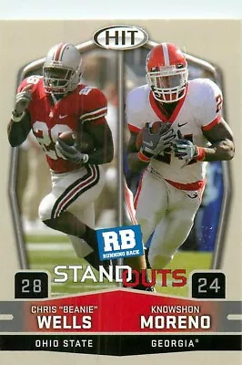 Chris Wells / Knowshon Moreno 2009 Sage Hit Standouts #53 ROOKIE RC • $1.79