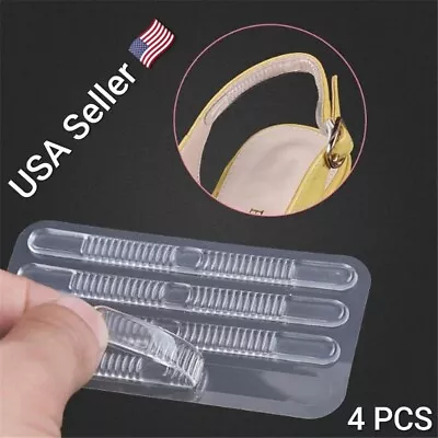 4pcs Shoe Back Heel Inserts Silicone Gel Pads Cushion Liner Grips Adhesive Foot • $4.49