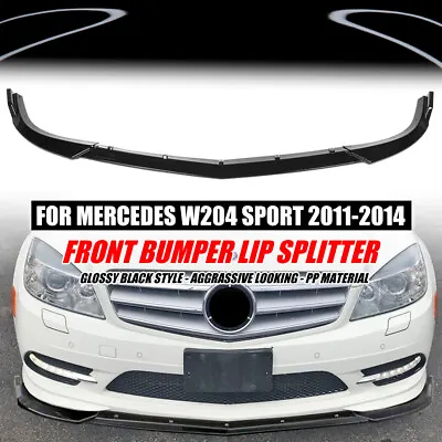 For Benz C Class W204 Sport 11-14 Glossy Black Front Bumper Lip Splitter Spoiler • $61.99