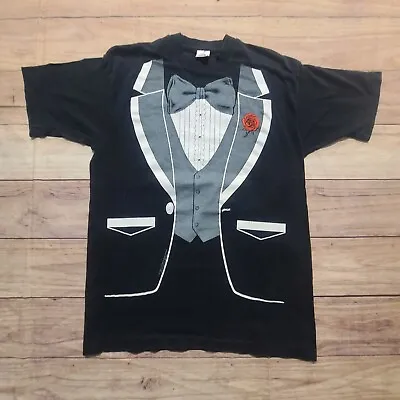 Vintage 80s Tuxedo T Shirt Men's Large USA Made Single Stitch Tee • $15