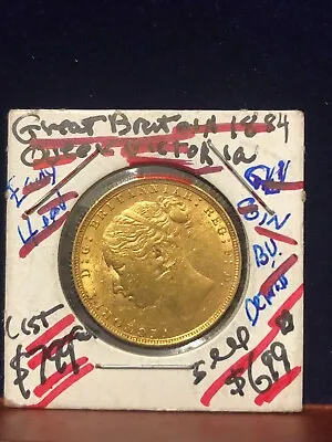 1884 Early Dated & Exquisite English Gold Sovereign A Queen Victoria Young Head • $639.99