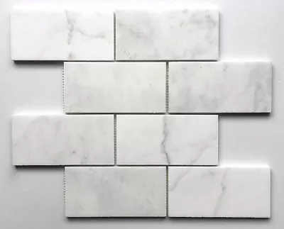 White Carrara 3x6 Polished Marble Tile Backsplash Wall Floor Kitchen Bath • $15.99