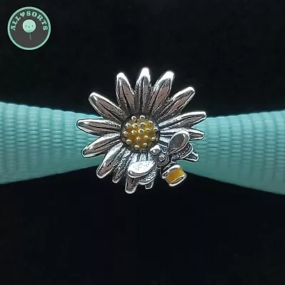 Daisy With Bee Bracelet Charm S925 Sterling Silver For Snake & European Chains • £7.99