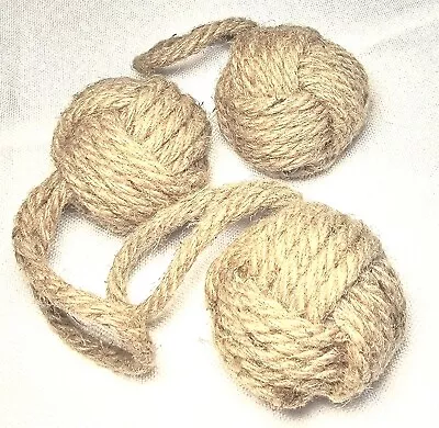 New 3 Nautical Rope Monkey Fist Sailor Knot Ball Decor With Loops • $12.99