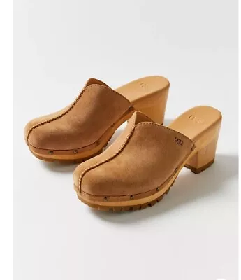 Ugg Judi Chestnut Suede / Wool 3  Clog Platform Heels Size Us 10 Women • $95