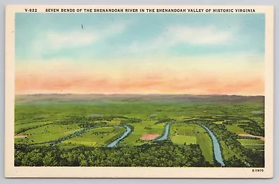 Seven Bends Shenandoah River Valley Virginia VA 1930s Postcard UNP Linen • $3.49