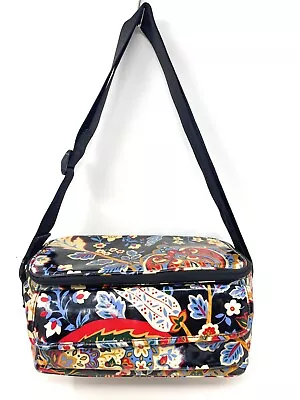 Vera Bradley Mini Cooler Floral Black Insulated Coated Lunch Bag Sack Zipper • $25