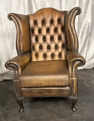 Chesterfield Queen Ann Chair Nice Classic Piece Lovely Rich Colour • £495