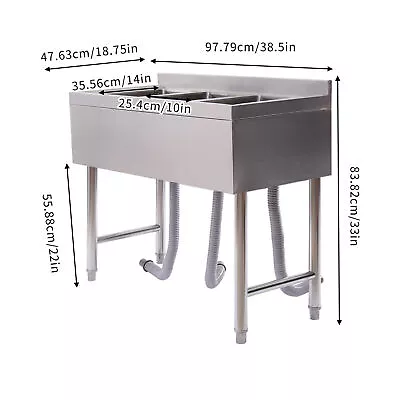 1/2/3 Compartment Commercial Stainless Steel Kitchen Sink Prep Table With Faucet • $295.45