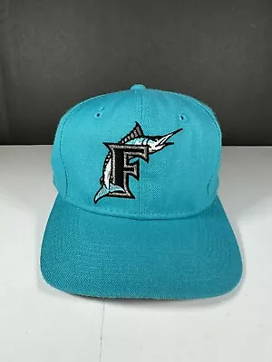 Teal Vintage 90s Sports Specialties Florida Marlins Wool Fitted Cap Hat 7 1/2 • $40