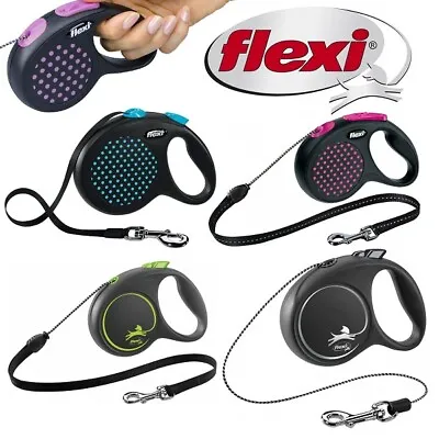 Flexi Dog Lead Retractable Design Tape Cord 8-50kg Extending Puppy Locking Leash • £15.95