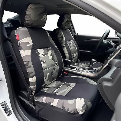 Gray Camo & Black Water Resistant Canvas Car Seat Covers For Silverado 1500 2017 • $59.99