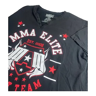 MMA Elite Fight Team Mens Graphics Black Short Sleeve Button T-Shirt Size XL • $21.86