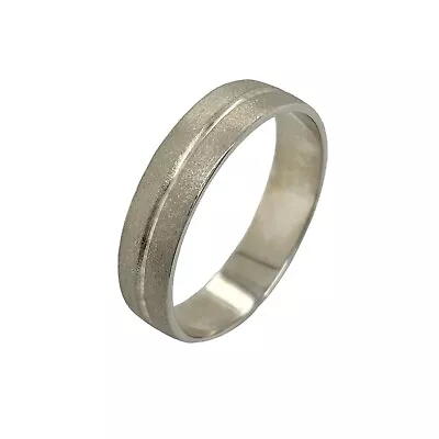 9ct White Gold Brushed Finish Wedding Band 4.1g Size U1/2 Pre-loved • $390