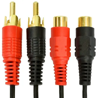 £2.98 • Buy TWIN PHONO Male To Female 2 RCA Extension Cable GOLD Audio Stereo Lead 3m 5m 10m