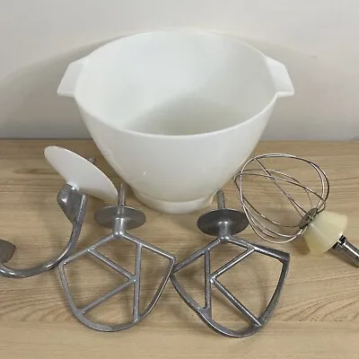 Kenwood Chef Mixing Bowl 28434 And 4 Attachments Dough Hooks Balloon Whisk • $60