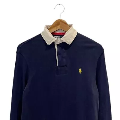 Polo Ralph Lauren Rugby Shirt Slim Fit RL Navy Blue - Size Men's S • £34.99