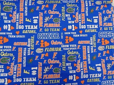 UNIVERSITY Of FLORIDA GATORS CHEER/W GLITTER DESIGN NEW 1/2 YARD 100% COTTON • $6