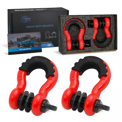 AYA Gear D Ring Shackle 2 Pk|62700 Ibs Break Strength 7/8  Screw Pin Red-Black • $25.97