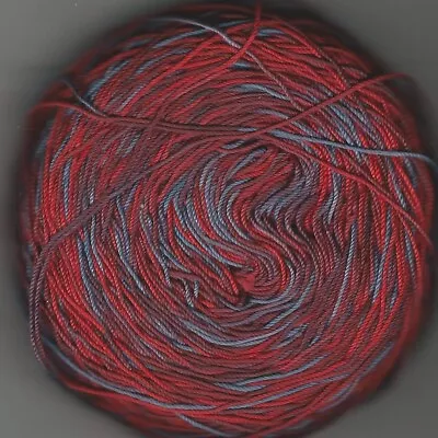 Hand Dyed Crochet/ Tatting Thread Variegated Red/charcoal 10 (J11) • $7.25