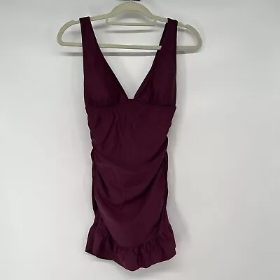 NWT J.Crew Women's Ruched V-Neck Ruffle Swim Dress Womens Size 6 Iris BP246 • $44