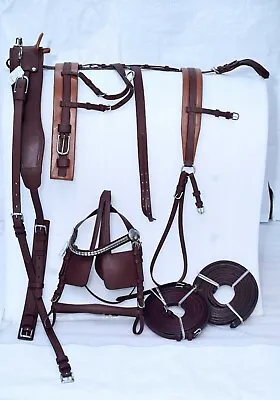 Leather Horse Driving Harness Brown Color X-Full Full Cob Pony Sizes • £179.99