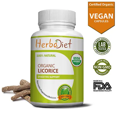 Organic Licorice Root Powder Capsules Liquorice Glycyrrhiza Digestive Support • $25.65