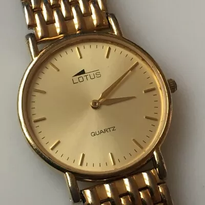 C1990s Gents Vintage Lotus 7882 Quartz Analogue Wristwatch. Gold P. 4.9mm Case • £19.99